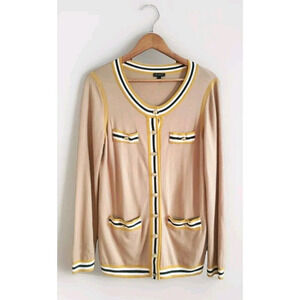 Talbots Cardigan Women's Medium Tan Cashmere Blend  Gold Buttons Pockets
